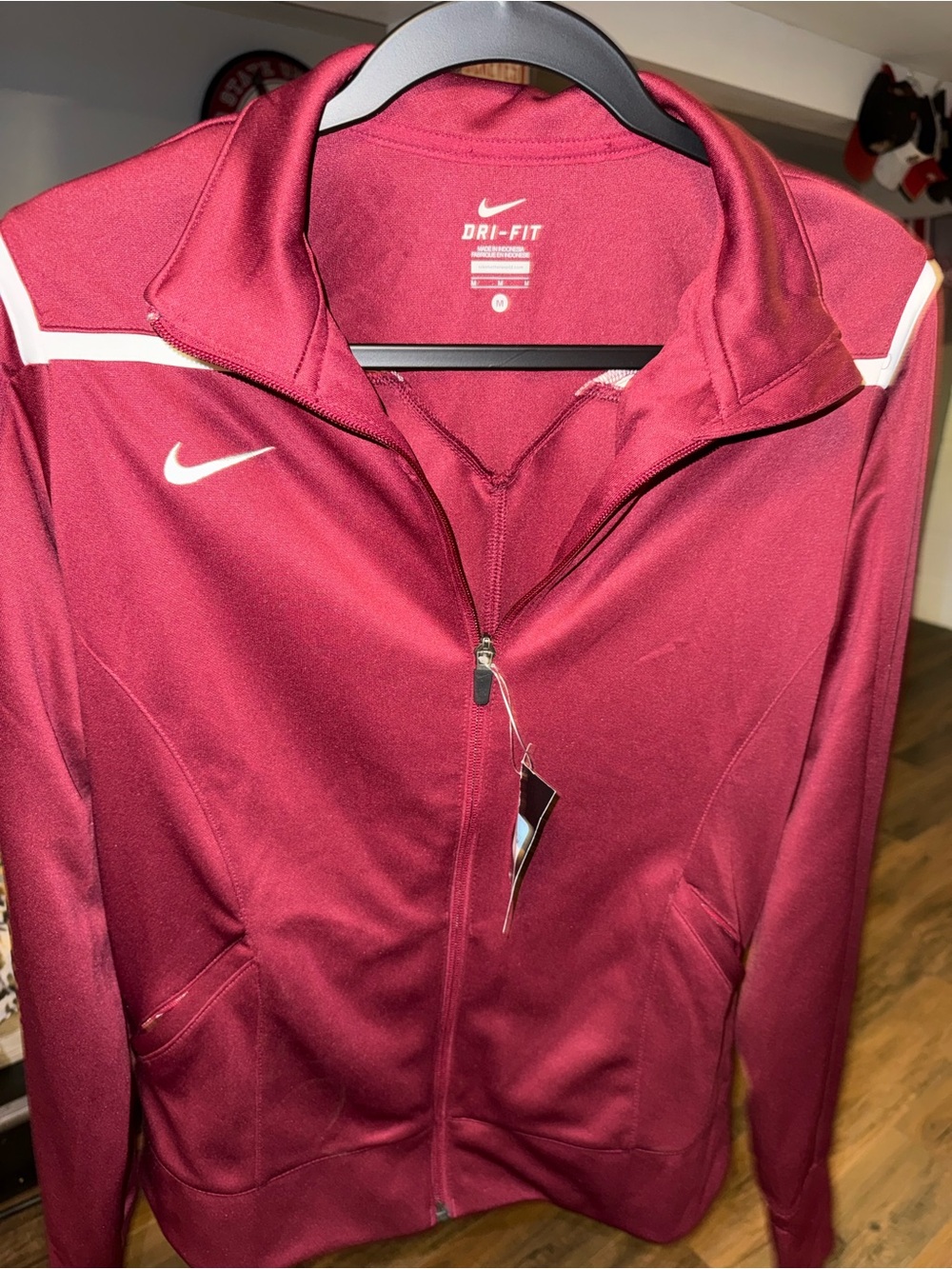 Nike Dri-FIT Women’s M Track Jacket NWT 2015 Burgundy White Training $70